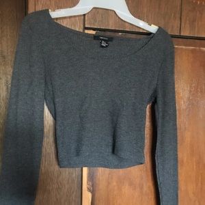 Gray long sleeve crop top